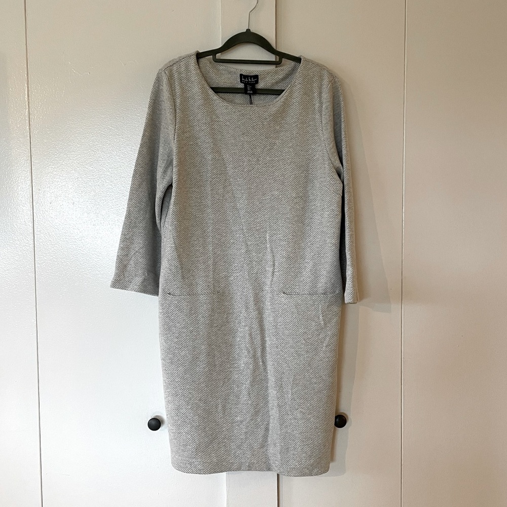 Gray 3/4 sleeve sweater dress